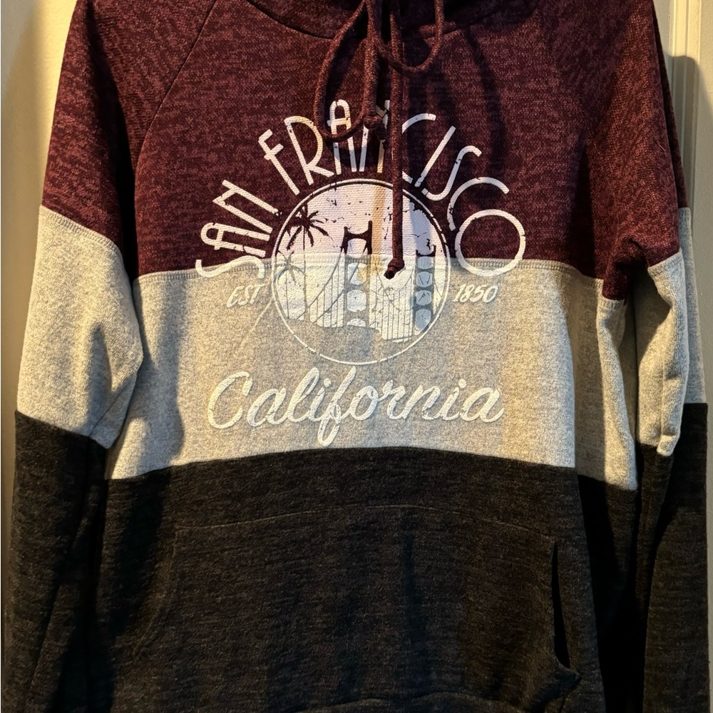 Ever Hottie CA San Francisco Hoodie Burgundy Grey Black Size XL New